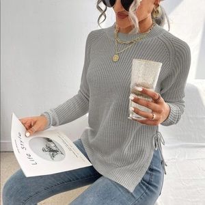 Split Knot Side Raglan Sleeve Sweater